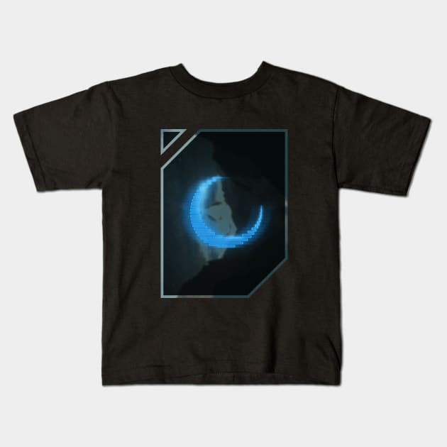 Blue neon - electro moon Kids T-Shirt by Ghostlyboo